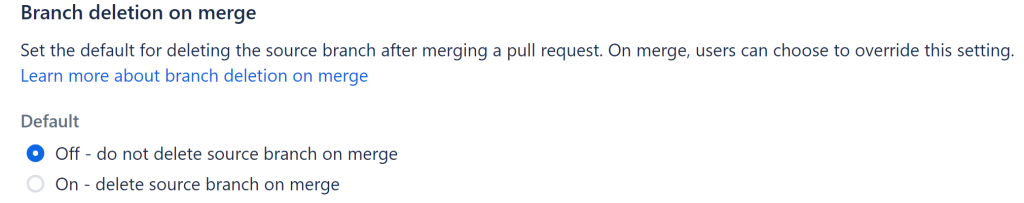 bitbucket server setting branch delete on merge