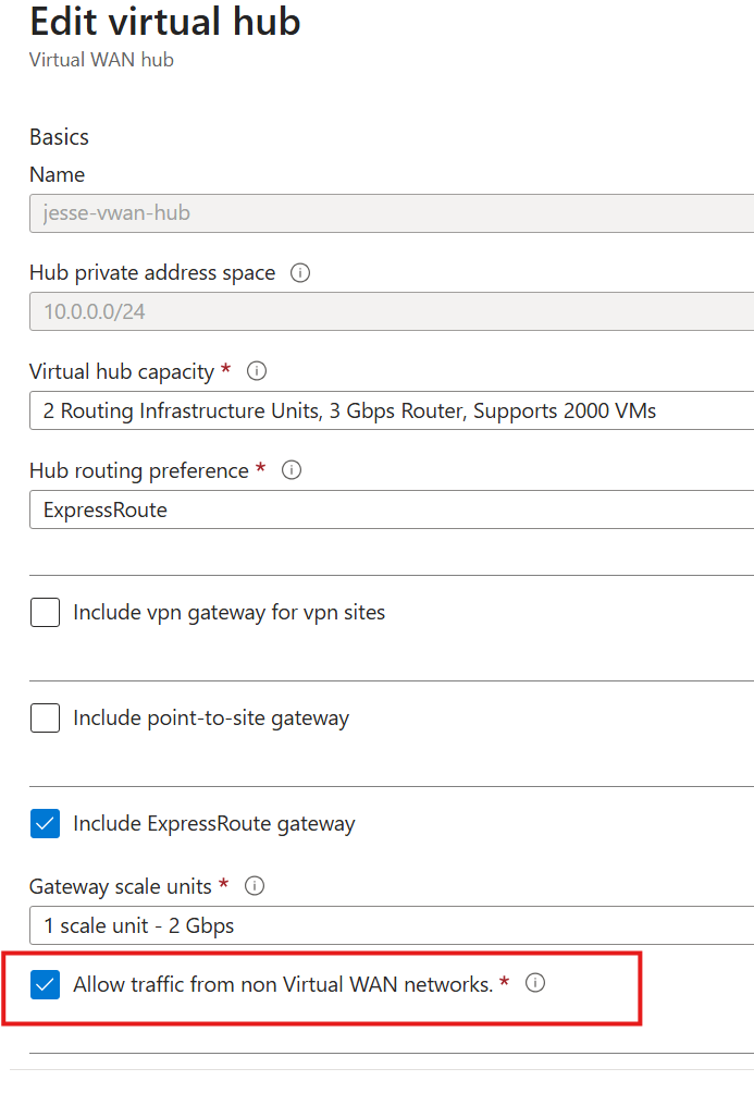 Allowing Traffic from Non-Virtual WAN Networks 1